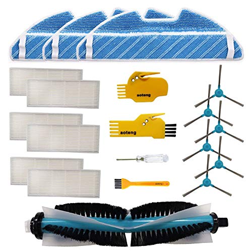 Kit di Accessori per aspirapolvere Cecotec Conga 1390 1290 Robot Pezzi di Ricambio 1 Spazzola Principale, 6 filtri Hepa, 6 spazzole Laterali, 2 Strumenti di Pulizia