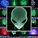 Produktbild 3D Lampe 3D Leuchte 3D LED Stimmungslicht. 7 Farben - Auswahl aus 81 verschiedenen Motiven, hier Alien ca. 24x13cm Inkl.sockel - 3D Illusion Dekolicht mit USB Anschluß und 220V USB Netzteil