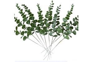 JIEOU Pack of 25 Artificial Eucalyptus Branches, Plants Eucalyptus Leaves Decorative, Artificial Plant for Wedding Parties Party Home Table Decoration