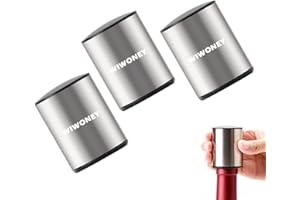 WIWONEY Tappo Vino Sottovuoto con acciaio inossidabile, Conservatori di Vino Riutilizzabili, Tappo Salva Freschezza Vino, Tappo Bottiglia Vino, Tappo Aspira Aria Vino, 3 pezzi