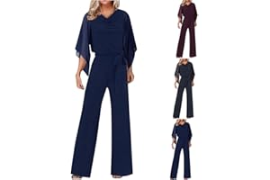 CSHE Damen Jumpsuit Elegant Overall Weites Bein Romper Damen Große Größen Elegant Abendanzug Sets 2-Teiliges Set Cocktail Party Festlich Hosenanzug Zweiteiler
