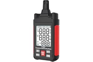 ThreeH termohygrometer stor skärm digital termometer hygrometer med LCD-bakgrundsbelysning relativ luftfuktighet daggpunkt vå