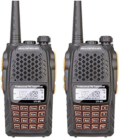 2PCS BAOFENG UV-6R VHF/UHF Dual Band Handheld Transceiver Interphone with LCD FM Radio Receiver 5W 128 Memory Channels 1750Hz Call Tone CB Radio DTMF Encode Emergency Alarm Radio