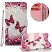 Produktbild Gurt Lederhülle für Samsung Galaxy S7,Brieftasche für Samsung Galaxy S7,Moiky Stilvoll Luxuriös 3D Rot Schmetterling Muster Ständer Karten Slot PU Leder Etui Hülle