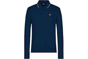 Norway Nautical School, Polo Uomo Manica Lunga 100% Cotone Pettinato, 200 gsm Morbido e Traspirante, Colletto a 3 Bottoni con Logo Ricamato, Stile Sportivo-Elegante