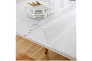 LAVOUP Table Protecter 60 x 120 cm Clear 1.5mm PVC Wipeable Table Cover Cloth Waterproof For Home Kitchen 23.6 X 47.2 Inch (Transparent, 60 x 120 cm)