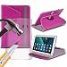 Produktbild Spyrox - Lenovo Miix 310 (10.1 inch) Tablet- Hülle PREMIUM PU 360 Rotierende Leder-Brieftasche Folio Faux 4 Springs Stand mit gehärtetes Glas LCD-Display Schutzfolie -Pink