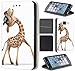 Price comparison product image Coverfix premium Samsung Galaxy A5 (model 2017) A520, flip cover, synthetic leather flip case 637 Giraffe Animiert Cartoon Braun Weiß