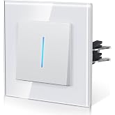 BSEED Switch Switch with Glass, Wall Switch with Hook,Rocker with LED Lights, Easy Installation, Easy to Clean, E-Series, 1 G