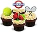 Produktbild Cupcake Dekoration - WIMBLEDON TENNIS MIX - aufrechtstehend essbares Oblatenpapier (2 x A5 Blatt - 12 Bilder)