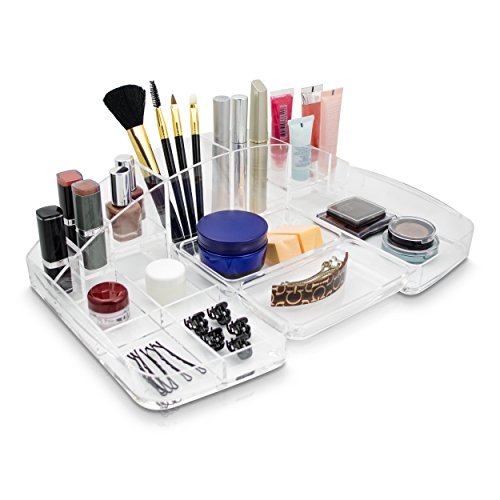 VENKON - Sortierkasten Organizer Aufbewahrungssystem mit 15 Fächern - Kratzfester Transparenter Acryl - ca. 38 x 22 x 10 cm