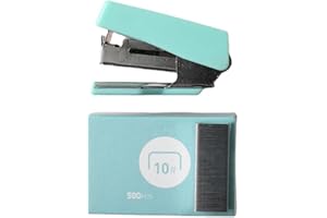 BQRKOTM 1 Pezzi Mini Pinzatrice Piccola, Spillatrice Ufficio, Spillatrice Piccola, Pinzatrice Ufficio, Gadget Scuola, Con 400Pcs Graffette Pinzatrice, Utilizzabile A Casa E In Ufficio (Menta Verde)