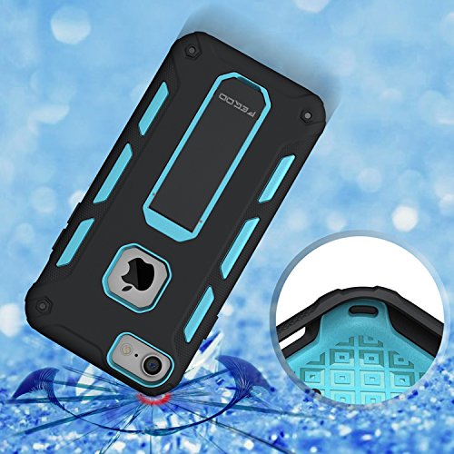 iPone 7 Funda Pegoo  iPhone 7 iPhone 6 iPhone 6S Caso universal del tel  fono  El Soporte Incorporado A Prueba de golpes Anti-Ara  azos y Polvo Mezcla Doble Capa Armadura Proteccion Caso Funda C  scara Caja para Apple iPhone 7 6 6S  4 7   Azul 