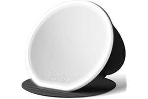 MIHOHO Specchio Trucco con Luci Ricaricabile, Specchio da viaggio pieghevole con più angoli di appoggio, specchio per il trucco illuminato con illuminazione regolabile con controllo touch (nero K, Grande)