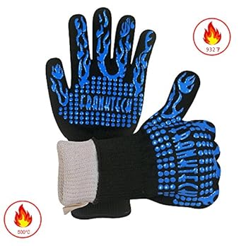 Bbq Handschuhe Oven Mitt Handschutz Vor Grillen Bbq Brnde Mikrowelle Und Andere Heie Arbeit In Der Kche Outdoor Camping Und Garten Party Hitze Und Flamme Bestndig Von 100 C Bis 500 C Schwarz Aramidf