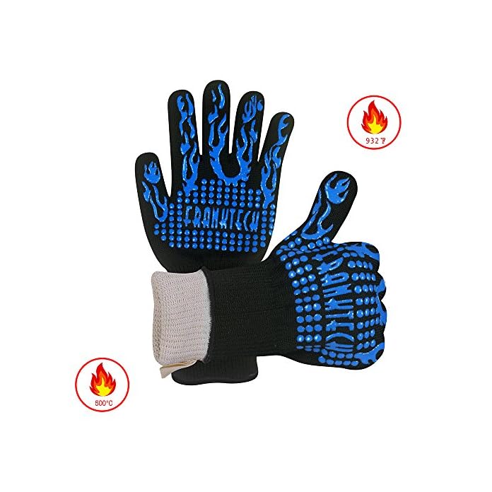Bbq Handschuhe Oven Mitt Handschutz Vor Grillen Bbq Brnde Mikrowelle Und Andere Heie Arbeit In Der Kche Outdoor Camping Und Garten Party Hitze Und Flamme Bestndig Von 100 C Bis 500 C Schwarz Aramidf