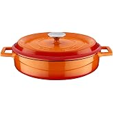 Lava D&ouml;k&uuml;m &Ccedil;ok Ama&ccedil;lı Yayvan Tencere. Trendy Serisi &Ccedil;ap(&Oslash;)32cm. Turuncu