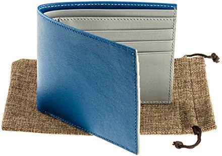 Men leather wallet - Made in Britain - LIMPERIO "Gentlemen's way" collection Blue (Grey)