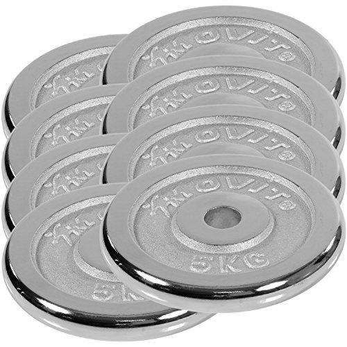 MOVIT® Chrom Gusseisen Kurzhantel 2er Set, Varianten 30kg, 40kg, 50kg, 60kg, gerändelt mit Sternverschlüssen Chrom-Hantel-Set - 7
