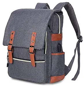 CONTACTS Laptop Bag & Tablet Fashion Travel Backpack Fits Upto 15.6 inch Laptop| Lighweight & Versatile| with USB Charging Port (Grey)