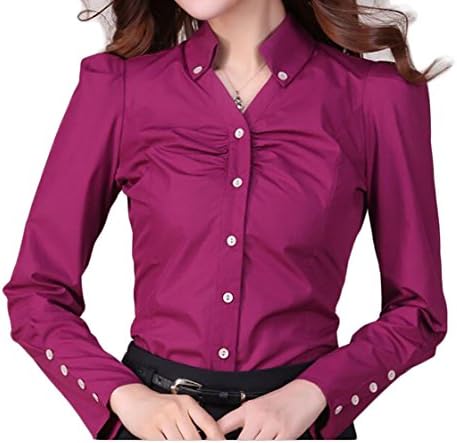 YYear Womens Shirts Long Sleeve Button Down Shirt Stretch Simple Easy Care Tops Blouse one US L