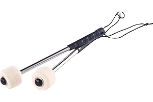 DOCEPERT 2 mazos para bombo con cabeza de fieltro de lana, accesorio de percusión, mango de acero inoxidable, adecuado para tambores militares, entusiastas de la batería, accesorios de percusión de
