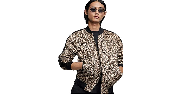 mens leopard print bomber jacket