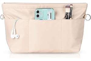 Handtaschen Organizer, Etercycle Taschenorganizer Nylon mit Schlüsselbund, Innentaschen Wasserdicht für Handtaschen Organizer (Beige, Mittel)