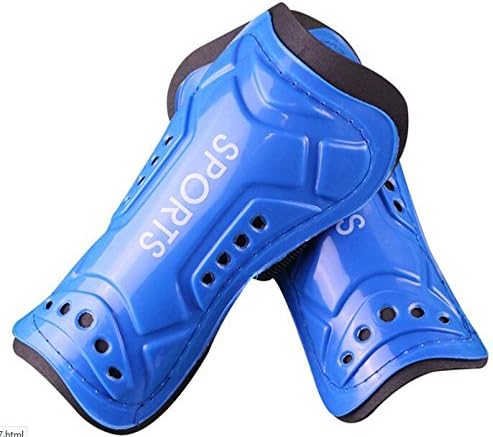 Football Shin Pads Soccer Guards Sports Leg Protector Protective Gear Mult-colors Breathable Kids and Adult (Blue, L)