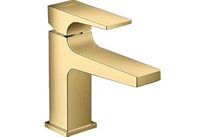 hansgrohe Metropol 32500990 - Grifo monomando para lavabo (100 cm, con palanca para lavabos con desagüe push-abierto, acabado en oro pulido)