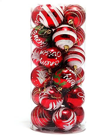 A-NAM Christmas Balls Tree Baubles,24 x 6cm(Diameter) Bright Coloured Balls For Christmas Decoration,Weddings and Fantastic Parties (Red)