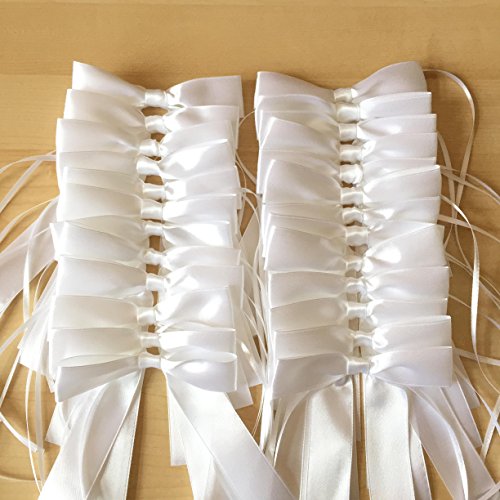 25x hochwertige Antennenschleifen aus weißem Satin | Hochzeit, Hochzeitsdeko, Hochzeitsschleifen, Satin Schleifen, Autoschmuck, Autoschleifen, Autodeko, Autokorso, Zeremonie, Kommunion - 6