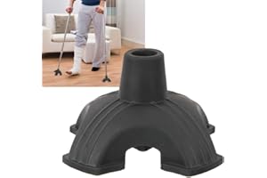 SEMME Puntale Bastone Passeggio Stabilizzante e Antiscivolo con Supporto a Base in Gomma a Quattro Base, Grande Base D'Appoggio Antiscivolo per Stampelle con Diametro di 1.9 Cm
