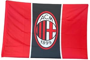 3R SPORT SRL Bandiera Rossonera Ufficiale Rosso Nera per Tifosi Adulti e Bambini .100% Poliestere. Vari Motivi e Misure. Prodotto su licenza del club. ( Design Classico - Misura Grande [140x100] )