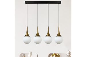 bamyum Lot de 4 Suspension Luminaire Industrielle de Salle à Manger, Lustre Salon de, Lustre Bureau E27 en Métal, Vintage Lampe pour Chambre, Cuisine, Couloir, Café, Bar, Restaurant, Doré