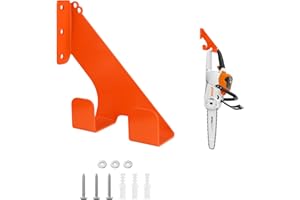EliphonTowne Support mural pour tronçonneuse – Support de rangement orange pour tronçonneuse de garage, crochets muraux robustes, crochets d'échelle pour tronçonneuse Stihl Series