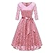 Produktbild  JUSTSELL 1950er Kleider für Damen Herbst,Frauen 50er Vintage Retro Kleider Blumen Spitze Abendkleid Lange Ärmel Cocktailkleid Reißverschluss Brautjungfer Hochze Kleider