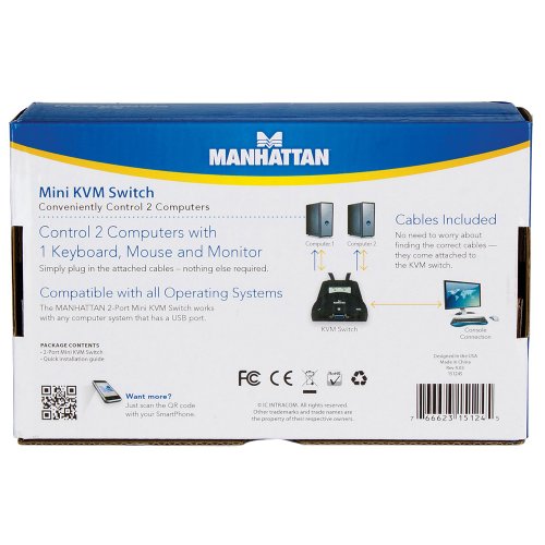 Manhattan 2-Port Mini-KVM-Switch mit Audio USB schwarz 151245 - 4
