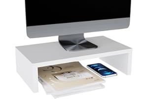 ComfortCove Soporte para Monitor, Elevador Monitor, Soporte para Laptop, Soporte para Computadora, Soporte para Impresora con Estante de Almacenamiento, ideal para tu Oficina en Casa, Blanco