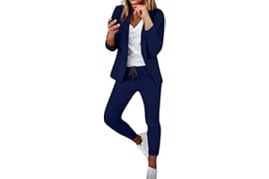 KHIRVWL Costume Decontractee Femme 2 Pieces Costume Femme Chic Tailleur Veste Tailleur Femme Pantalon Et Veste Chic Et Elegant Tailleur Femme pour Hiver Blazer Femme Couleur Unie