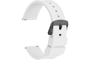 WOCCI Cinturino in Silicone Fibbia Nera, Sgancio Rapido, 13 Colori Cinturini di Ricambio per Orologi in Gomma, 14mm 16mm 18mm 20mm 22mm 24mm