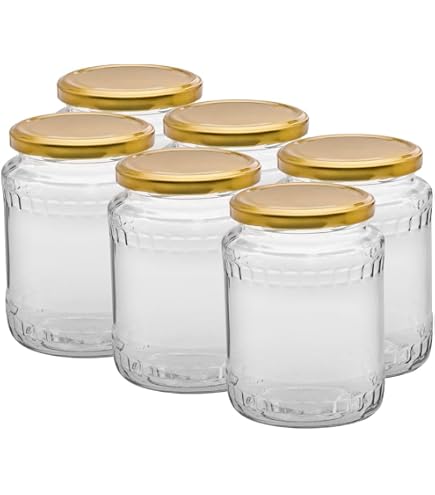 Barattoli Per Conserve 900 Ml Con Coperchio Oro – 8 Pezzi Per Marmellate, Sottoli E Fai Da Te