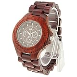 Ying Xinguang Quarzuhr Rot Metallic Holz Armband mit Datum