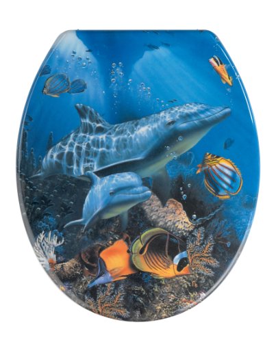 WENKO 19551100 WC-Sitz Sea Life - rostfreie Edelstahlbefestigung, Kunststoff - Duroplast, 38 x 45 cm, Mehrfarbig