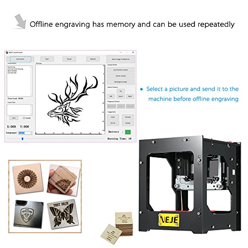 KKmoon 1500mW 350DPI Mini USB Laser Graviermaschine Lasergravierer Carver Hochgeschwindigkeit Automatische DIY Druck Engraving Carving Maschine Gravur Schnitzmaschine Off-line Betrieb mit Schutzbrille - 3