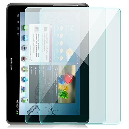 Saxonia 2x Displayschutz Folie aus Gehärtetem Glas für Samsung Galaxy Tab 2 (10,1") Glasfolie Hartglas | HD Klar Transparent