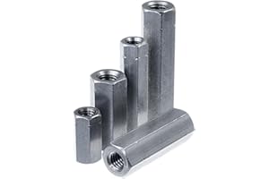 SECCARO Manicotto filettato M8 x 30 mm, acciaio inox V2A VA A2, esagonale, filettatura interna continua, 20 pezzi