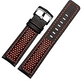 22 mm Perforation schwarz Sport Uhrenarmband Leder Orange Naht schwarz Schnalle