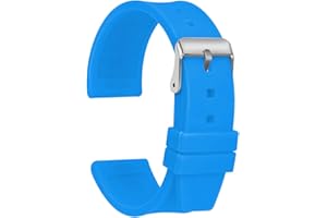 ULLCHRO Silikonowy pasek do zegarka, zapasowy gumowy pasek do zegarka, wodoodporny, gładki, elastyczny, męski i damski - 16 mm, 18 mm, 20 mm, 22 mm, 24 mm, 26 mm, 28 mm, bransoletka do zegarka ze srebrną klamrą