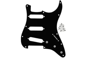 IKN 11 trous SSS Style Strat Guitare Pickguard Scratchplate pour Fender USA/Mexican Made Standard Stratocaster Style moderne Guitare électrique, 1 pli noir